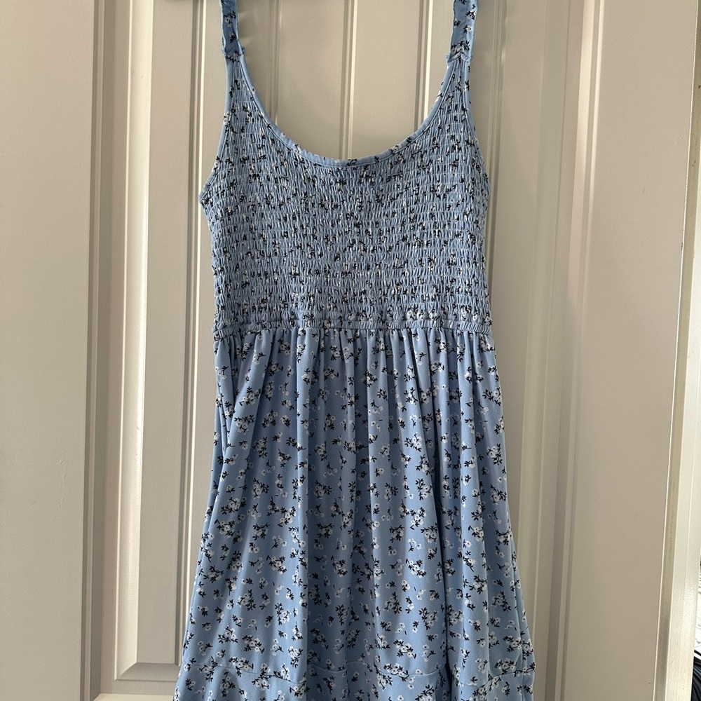 Blue Floral Smocked Dress
